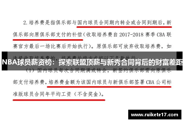 NBA球员薪资榜：探索联盟顶薪与新秀合同背后的财富差距